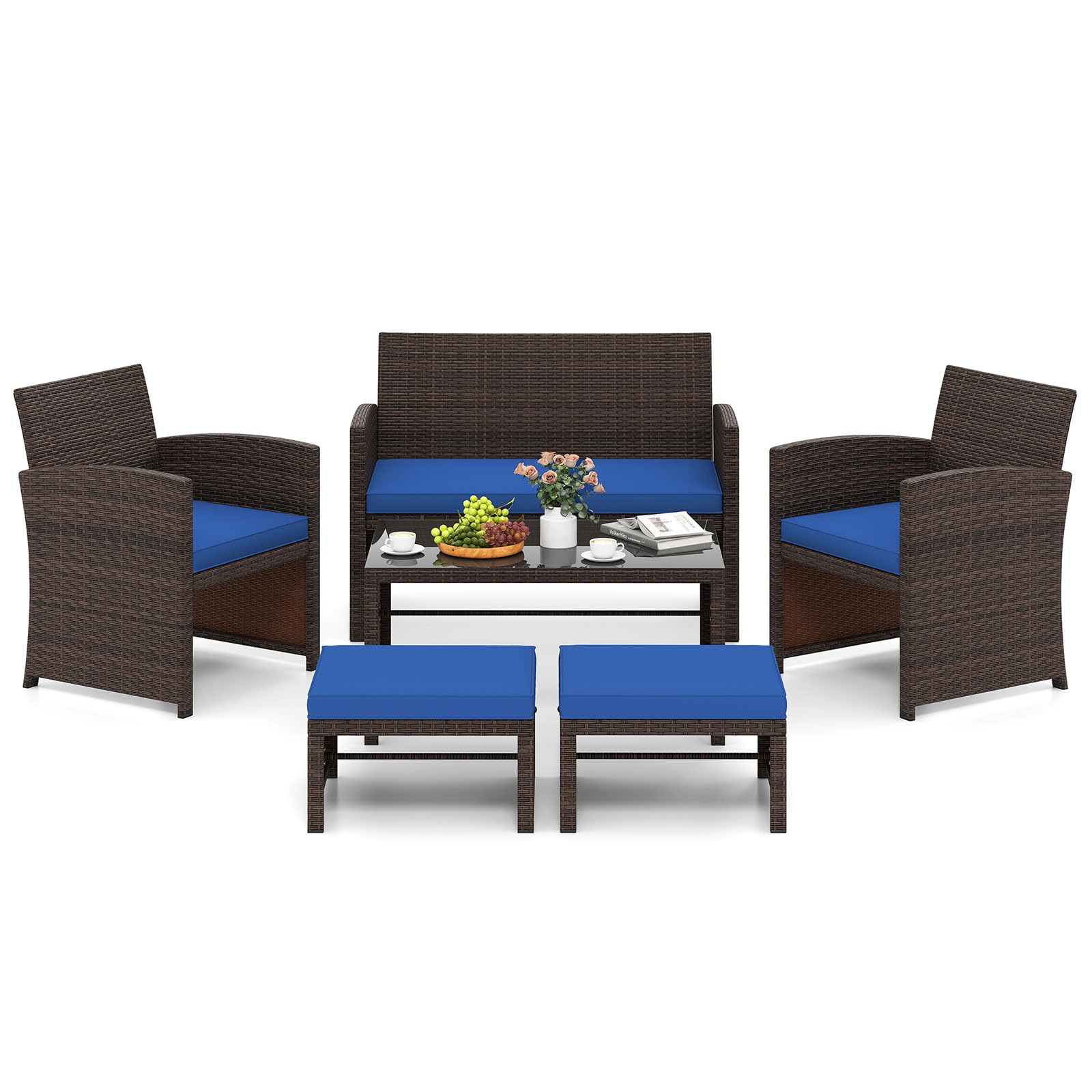 Ensemble de mobilier de jardin 6 pièces Tangkula